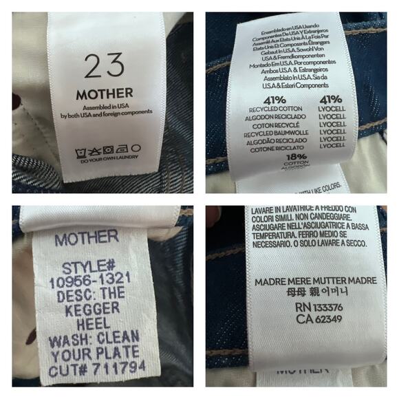 Mother Snacks Barrel Leg Kegger Heel Jeans In Wash Your Plate Size 23 - Picture 10 of 13